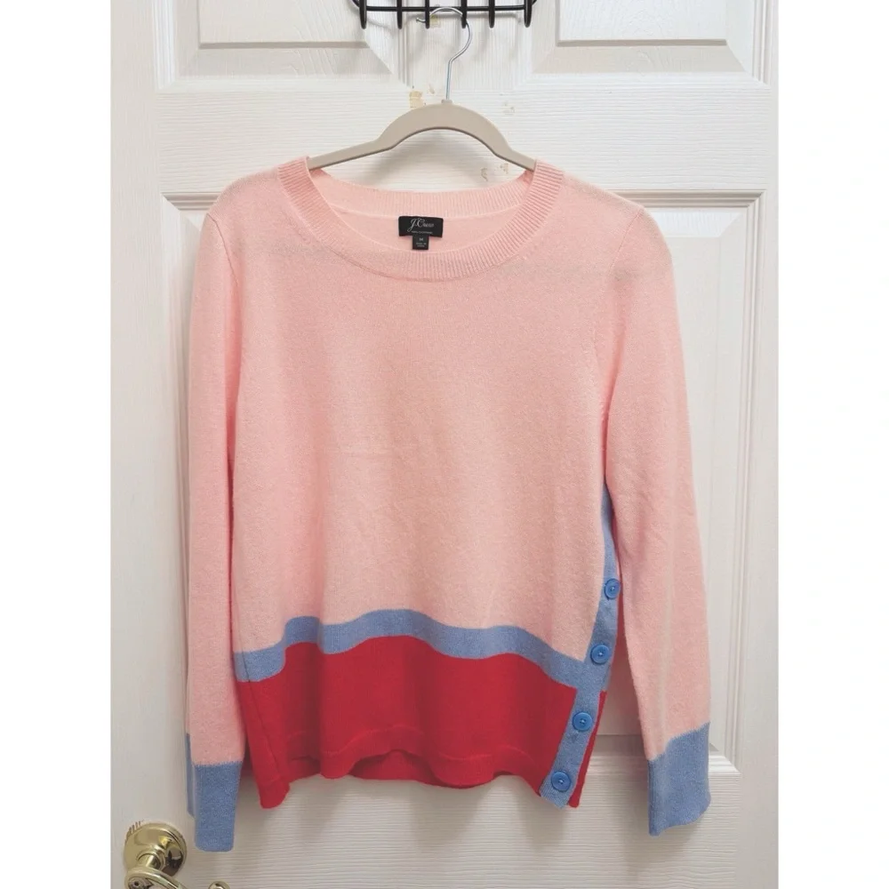 J. Crew Pink, Blue & Red Crewneck Sweater
